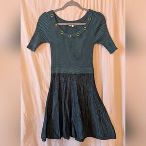 Candie's Green Knit Midi Dress with Grommet Detail
